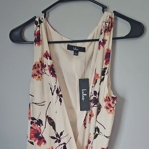 Lulu's Floral Maxi Dress in Cream and Red
